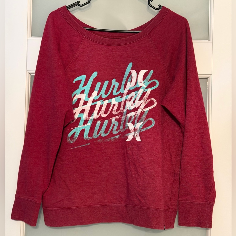 Hurley Women's Burgundy Crew Neck Sweater